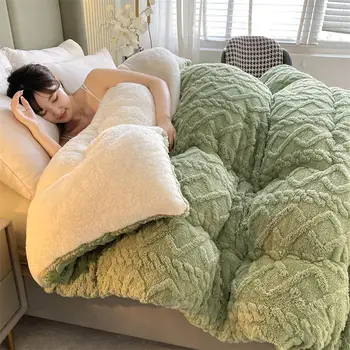 Одеяло для ланча, сверхтолстое зимнее утепляющее одеяло, искусственный плюш ягненка, утяжеленное одеяло для кровати, удобное одеяло
