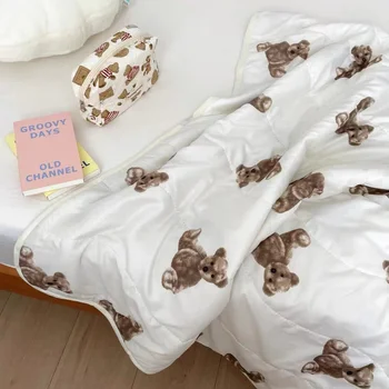 Одеяло для Сиесты, Плюшевый мишка, Обеденный перерыв с кондиционером, Летнее прохладное маленькое одеяло из полиэстера, Офис, Студенческое общежитие, Маленькое одеяло