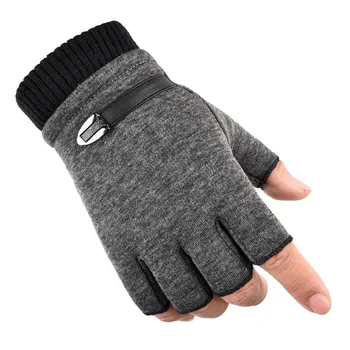 Осенне-зимние перчатки на флисовой подкладке с полупальцами, мужские перчатки для вождения на открытом воздухе, теплые перчатки без пальцев в стиле панк-хип-хоп