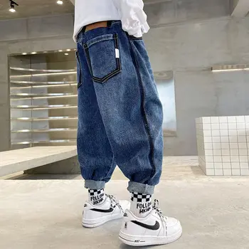 Осенние брюки для мальчиков, детские повседневные джинсы 2023, Весенне-осенние новинки для мальчиков, супер крутая детская одежда большого размера Cool Air