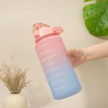 Пластиковые стаканчики с цветной маркировкой, соломинка для воды, большие, на несколько литров, аксессуары Time With Bring Bottle, 2 емкости с градиентом