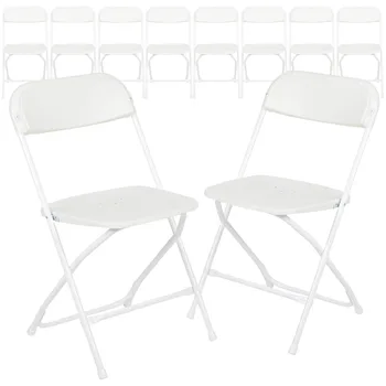 Пластиковый складной стул -белый - 10 упаковок Весом 650 фунтов, удобный стул для мероприятий-Легкая складная мебель для стульев