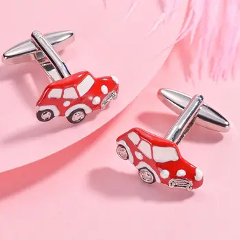 Повседневные автомобильные запонки для мужчин с дизайном красного автомобиля Бизнес-бренда Gemelos, запонки для вечеринок