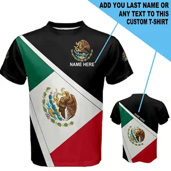 Пользовательское Название Мексика Флаг 3D Принт Футболка Мексиканский Герб Мода Хип-Хоп Harajuku Уличная Одежда Повседневная С Круглым вырезом И Коротким Рукавом