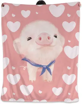 Поросячье одеяло, подарки для свиней для женщин, розовые поросячьи одеяла для детей, уютные Теплые фланелевые одеяла с милыми животными для