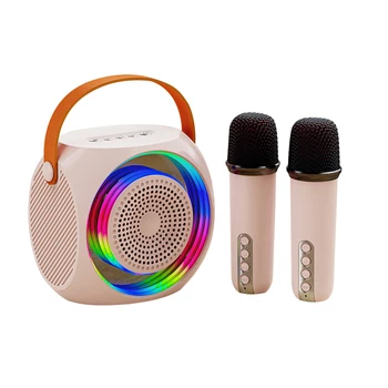 Портативный динамик для караоке M9 со светодиодной подсветкой RGB с микрофоном, Беспроводной динамик, сабвуфер, совместимый с Bluetooth, подарки для детей на День рождения