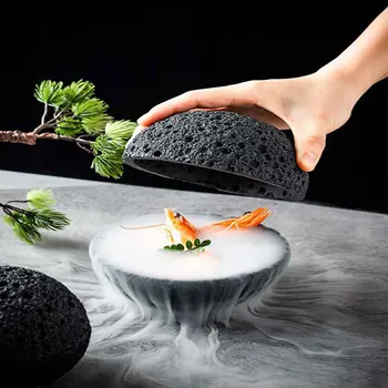 Посуда с шариками из вулканического камня Creative Planet, художественная посуда для суши и сашими из морепродуктов, ледяная тарелка Smoke Plate, гостиничная столовая посуда