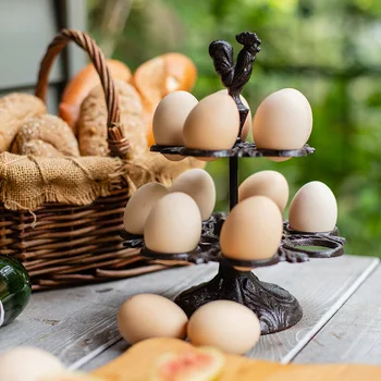 Ретро Чугунная Подставка для яиц Ностальгическое украшение в виде Петуха в Американском Стиле Украшение кухни для торта Подставка для яиц для хранения