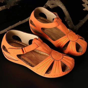 Римские сандалии Женские ретро сандалии 2023 г. Легкая нескользящая пляжная обувь на толстой подошве