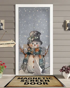 Рождественская снежинка, Снеговик, Магнитная дверная занавеска, Гостиная, спальня, Домашняя дверная занавеска с противомоскитной сеткой