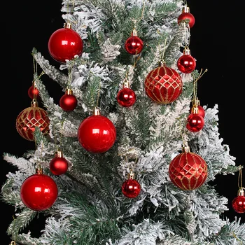 Рождественский бал, 40 шт., набор украшений для Рождественской елки, красное золото, Зеленый Небьющийся шар, украшения для рождественской вечеринки, Подвески для домашнего декора