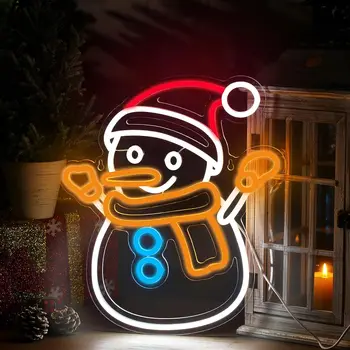 Рождественский Снеговик, неоновая вывеска, домашний настенный декор, подсветка, декор комнаты для спальни, кафе-бар, Ночник для вечеринки на открытом воздухе, художественный подарок