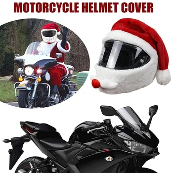 Рождественский чехол для шлема Шляпа Санты для мотоцикла Мотоциклетный шлем для чехла F19A