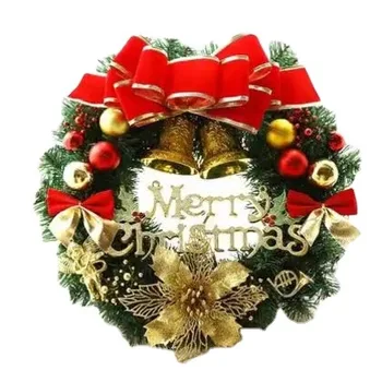 Рождественский шар с буквами, Гирлянда из сосновых листьев, колокольчик, подвеска для рождественских принадлежностей, красный, зеленый, 30 см, 40 см, 50 см