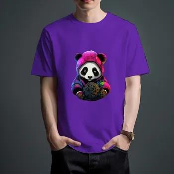 Рубашки WSFEC S-4XL для мужчин, модные футболки с рисунком панды, короткий рукав, чистый хлопок, свободные дышащие повседневные спортивные футболки с графическим рисунком на заказ