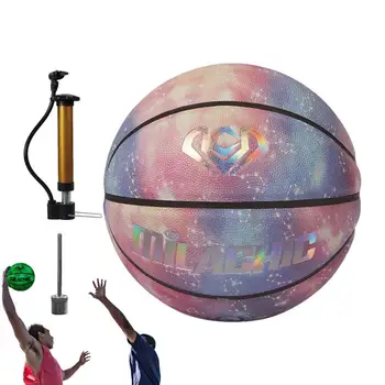 Светящийся в темноте баскетбольный светящийся отражающий мяч, Размер 7, для помещений, улицы, баскетбольные мячи из искусственной кожи для мальчиков и девочек