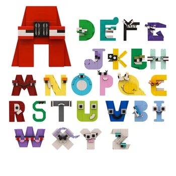 Сделай сам Забавный легендарный строительный блок из 26 букв, креативная игрушка с мультяшным персонажем, детский подарок