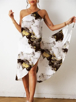 Сексуальное пляжное платье с принтом One Pieces, женская Летняя эстетичная одежда, пляжная одежда без рукавов с цветочным рисунком, белые платья Миди для женщин 2023 г.