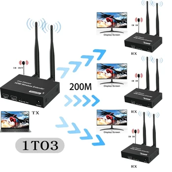 Система беспроводной передачи 5 ГГц Беспроводной HDMI USB Удлинитель Передатчик Приемник Видео WIFI 200 м Беспроводной HDMI Отправитель Комплект