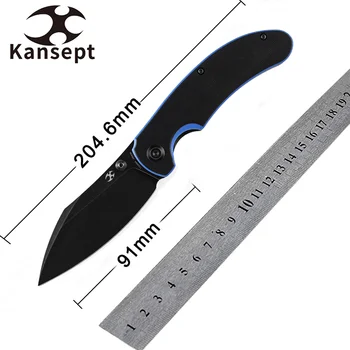 Складной нож Kansept Knives Nesstreet T1039A4, черный, Облицованный камнем, 154 см, с черно-синим Керамбитом G10, Предназначенный для EDC