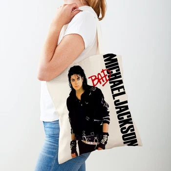 Сумка для покупок Майкла Джексона с двойным принтом, дизайнерские сумки для супермаркетов, женская сумка, Экопортативная сумка, удобная сумка для хранения