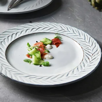 Тарелка для стейка FANCITY 2021 новая западная тарелка для еды бытовая ретро-тарелка керамическая посуда большая тарелка для завтрака и салата
