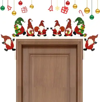 Украшение дверной рамы в виде гномов Санта-Клауса, Рождественский декор дверной рамы в виде гномов Санта-Клауса - Рождественские оконные рамы для декора стен,