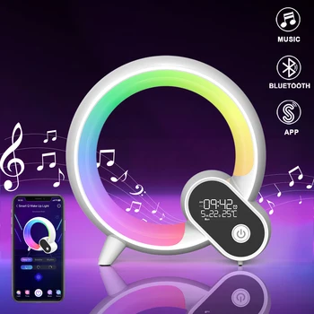 Умный светодиодный ночник Creative Q Light Пробуждающий красочную атмосферу Световой будильник Bluetooth Аудио Интеллектуальный белый шум