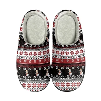Хлопковые тапочки для рождественских подарков в помещении, зимние уютные домашние туфли на плоской подошве, удобная обувь для нескользящей пары, теплые тапочки