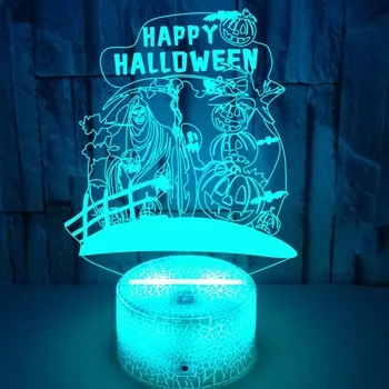 Хэллоуин Декоративный 3D Ночник LED USB Night Light 7 Цветов, Меняющий Прикроватную Тумбочку Для Спальни, Счастливые Подарки На Хэллоуин, Игрушки, Настольная Лампа