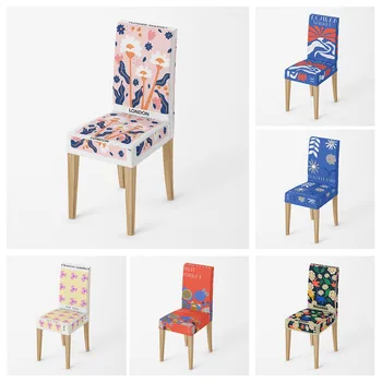Чехлы для домашних стульев, стулья для кухни Morandi lines и flowers, регулируемые чехлы для обеденных стульев из эластичной ткани, чехлы для стульев для ср.