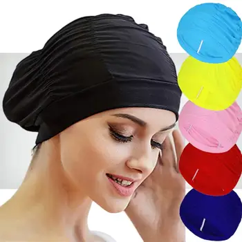 Эластичная нейлоновая шапочка для плавания свободного размера для длинных волос, купальная шапочка